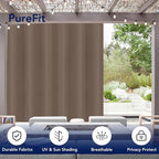 PureFit Outdoor Curtains for Patio Waterproof Weatherproof, UV Resistant Outside Curtains for Gazebo, Front Porch, Pergola, Sun Blocking Privacy Curtain, 100W x 95L inch, 1 Panel, Camel