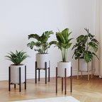 Plant Stand Indoor for 2 Height Options ,Mid Century Modern Outdoor Planter Holder,Corner plant stand Capacity of 160LB for 8 to 14 Inch Pots Golden with Round Plate 2 Pack