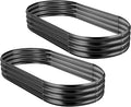 Land Guard 2Pcs Galvanized Raised Garden Bed Kit, 10×4×1ft Galvanized Planter Raised Garden Boxes Outdoor, Oval Large Metal Raised Garden Beds for Vegetables (Dark Grey)