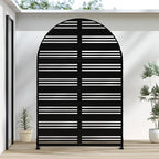Casaphoria 72" H x 47" W Arched Metal Privacy Screen - Elegant Freestanding Outdoor Screen for Deck, Patio & Balcony - Versatile Decorative Privacy Panels for Home & Garden Use (Black-Harold)