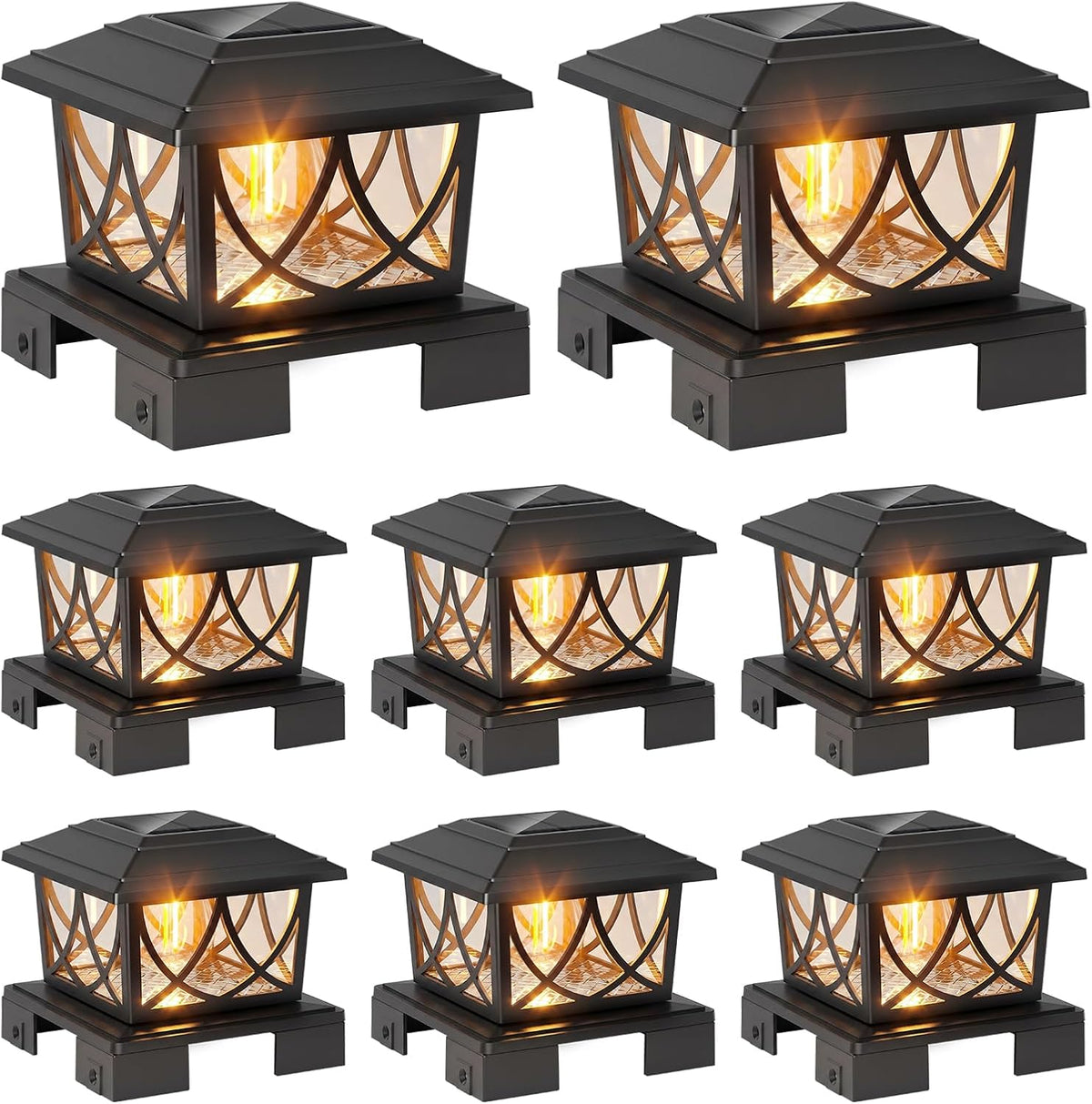 jofios solar post lights outdoor 8pack, adjustable base, main product view