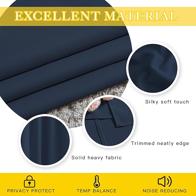 NICETOWN Bedroom Window Treatment Blackout Curtain Panel - Thermal Insulated Blackout Curtain Drape/Drapery for Sliding Glass Door/Patio (Navy, 1 Panel, 80 x 95 inch)