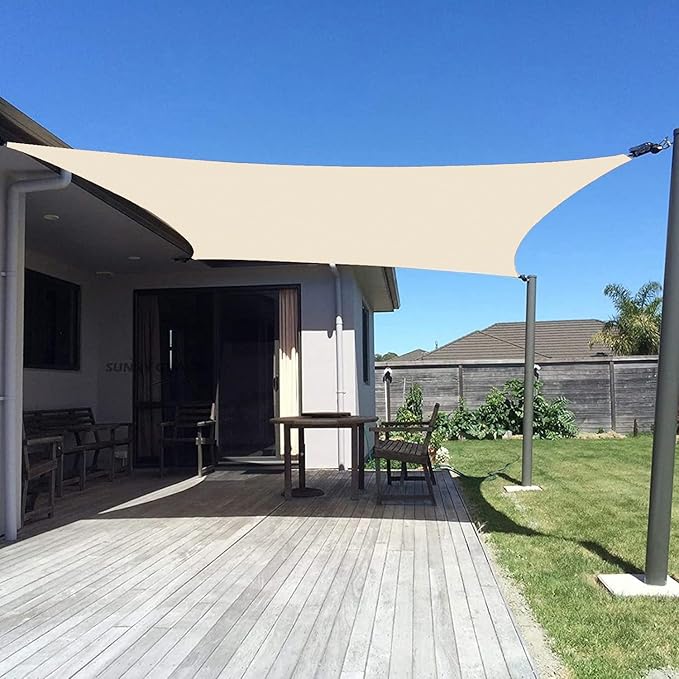 SUNNY GUARD Custom Size 4'x10' Butter Cream Sun Shade Sail Rectangle UV Block Shade for Backyard Yard Patio Deck Garden(Customized)