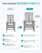 SERWALL Oversized Rocking Chair Set of 2 Outdoor, HDPE Outdoor Rocking Chair Set of 2, Space Gray