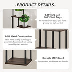 AZERPIAN Plant Stand 4 Tier Indoor Metal Flower Shelf for Multiple Plants Corner Tall Flower Holders for Patio Garden Living Room Balcony Bedroom, Black oak