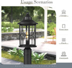 zeyu Farmhouse Exterior Post Light Fixture, 17 Inch Modern Outdoor Pole Light for House Patio Yard, Die-Cast Aluminum with Seeded Glass Shade, Black Finish, ZX48MP BK