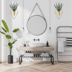 Jexine 8 Pcs Hanging Planters with Artificial Eucalyptus Metal Hanging Vase Indoor Plants Holder Modern Geometric Boho Bathroom Wall Decor for Living Room Home Office (Eucalyptus,Gold)