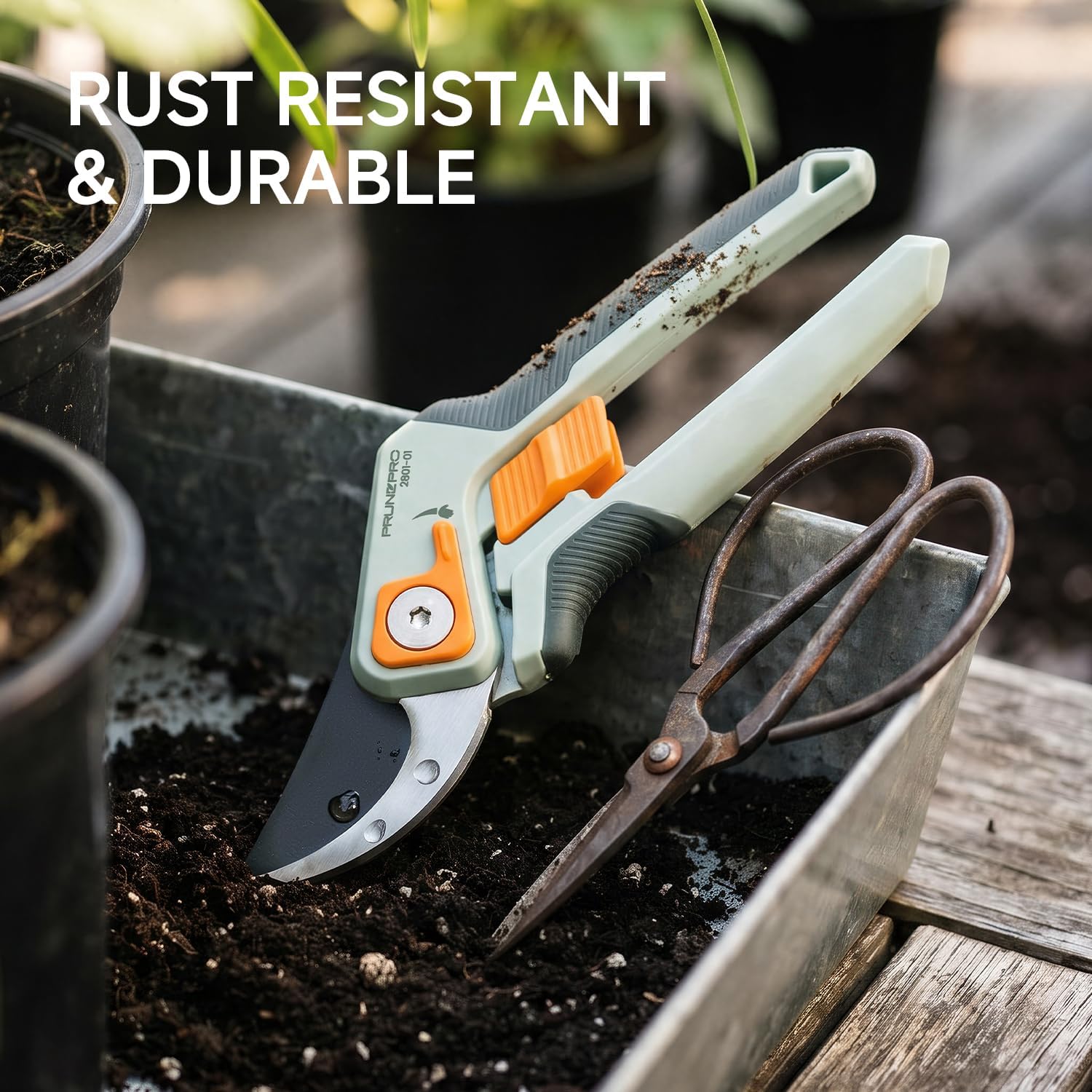 PrunePro® 8.2" Pruning Shears Ultra Sharp Lightweight Bypass Plant Clippers | German Stainless Steel Adjustable Handle Width Ergonomic Small Hands Arthritis Friendly Effortless Cut Up to 1" Garden Tools