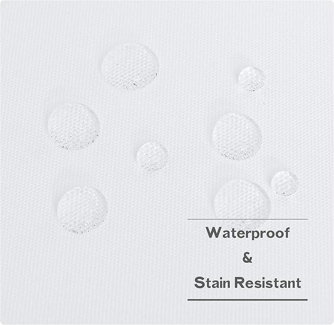 NICETOWN Canvas White Outdoor Curtains for Patio Waterproof, Silver Rustproof Grommet Top Privacy Protection Sun Block Indoor Outdoor Curtains/Drapes for Cabana, W55 by L95, 2 Panels