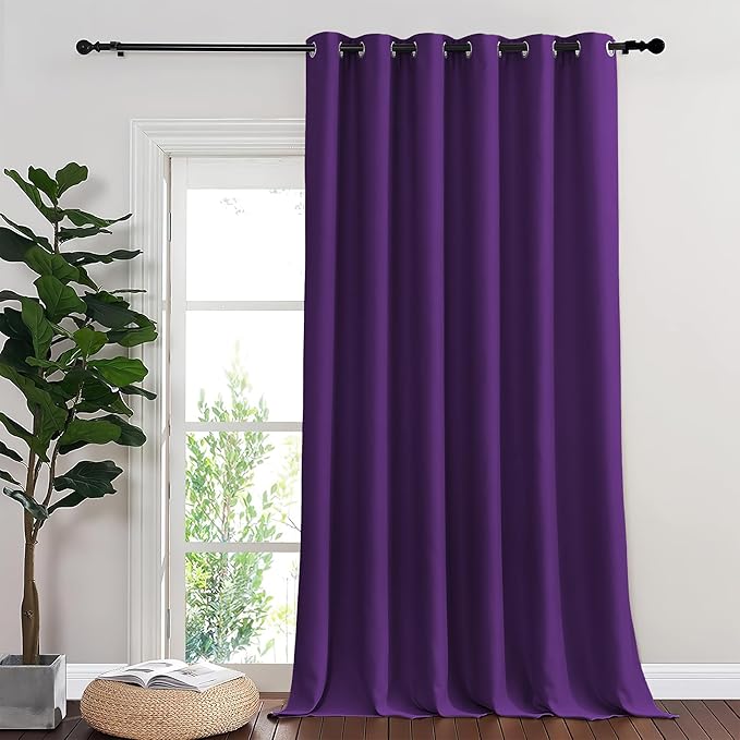 NICETOWN Royal Purple Blackout Curtains for Bedroom 95 Inch Length - Thermal Insulated Room Darkening Privacy Grommet Window Drapes for Boys Room, Set of 1 Panel, 80 x 95 Inch