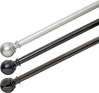 Amazon Basics Adjustable Curtain Rod for Windows, Round Finials, Easy Installation, Sturdy, 1-Inch Rod, 36" to 72", Black, 2-Pack