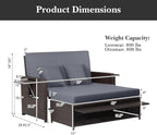 LDAILY Moccha Outdoor Daybed, Wicker Loveseat Sofa Set with 4-Postion Adjustable Backrest, Storage Ottoman, Cushions, Rattan Double Bed Lounger, Patio Furniture Set (Gray)