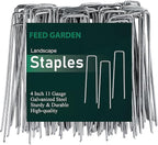 FEED GARDEN 4 Inch 25 Pack Galvanized Landscape Staples 11 Gauge Anti-Rust Garden Stakes Landscaping Fabric SOD Pins Yard Stakes for Weed Barrier Fabric