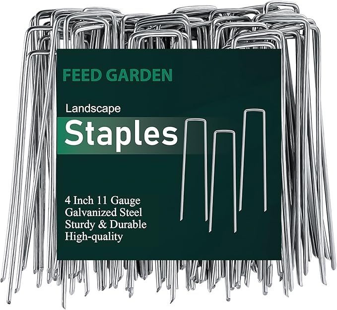 FEED GARDEN 4 Inch 25 Pack Galvanized Landscape Staples 11 Gauge Anti-Rust Garden Stakes Landscaping Fabric SOD Pins Yard Stakes for Weed Barrier Fabric