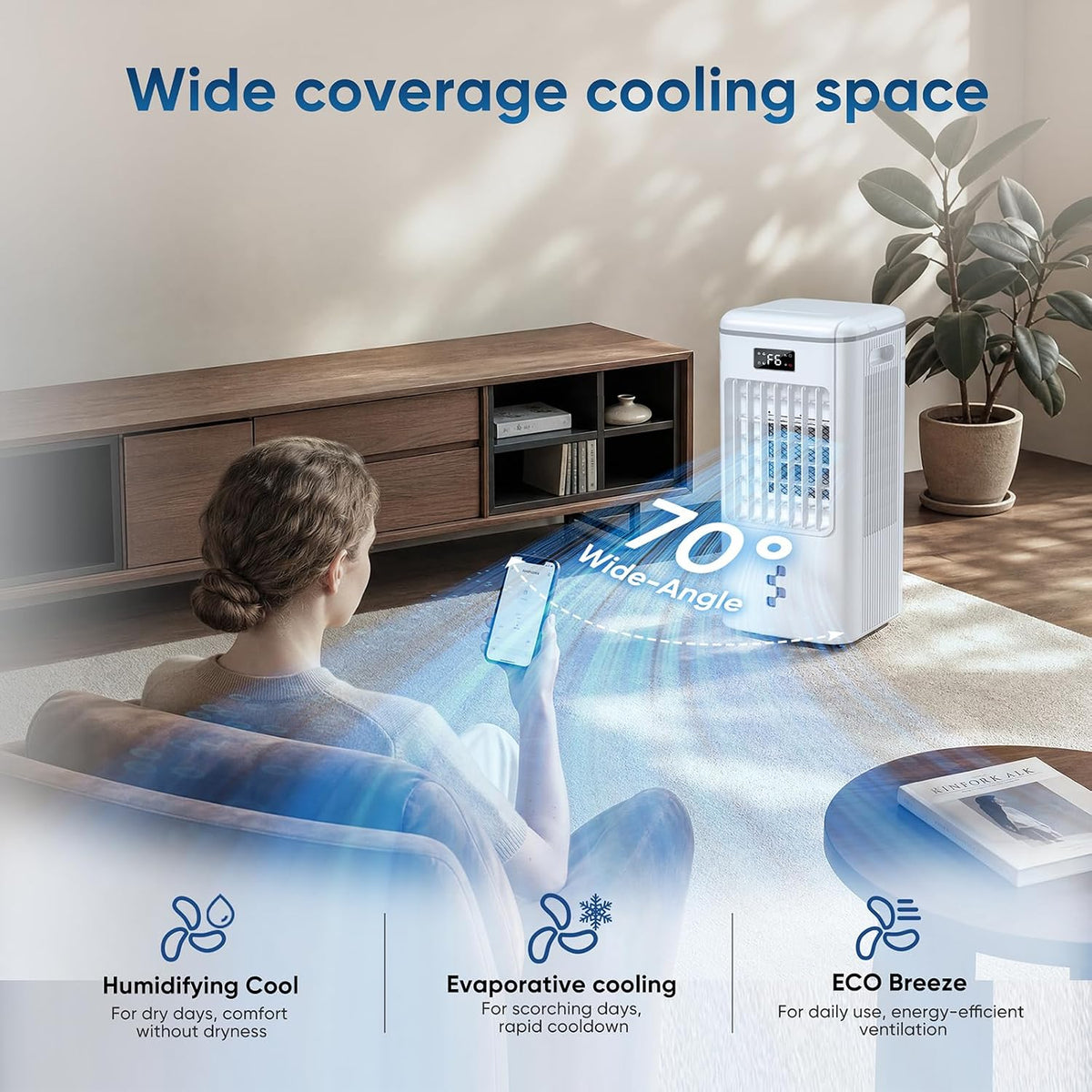 windowless portable air conditioners fan, swamp cooler 3 shown in use