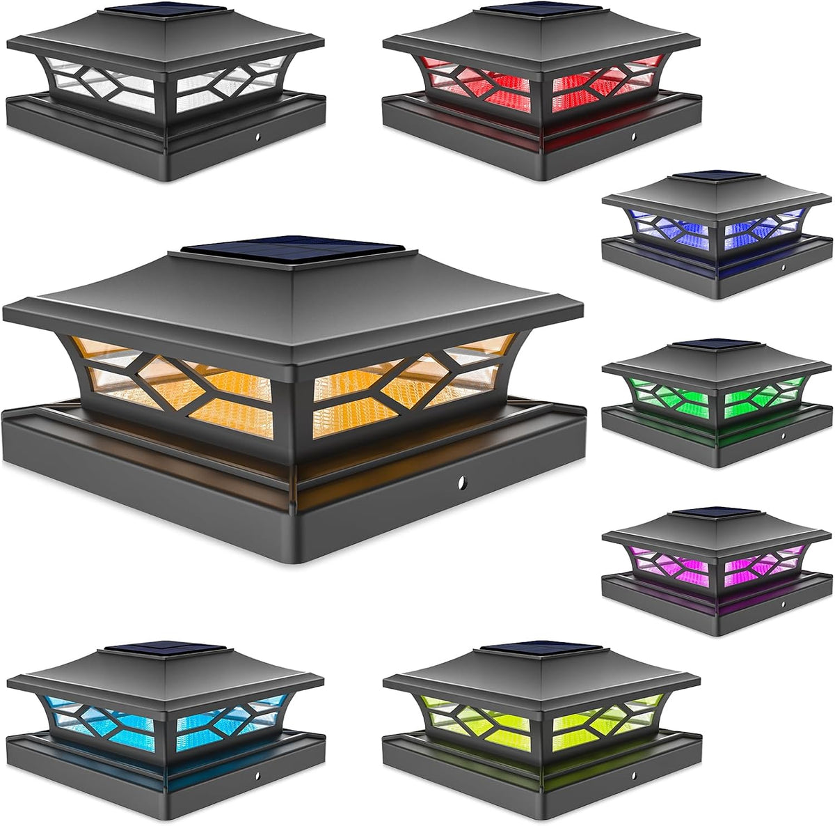 volisun solar fence post cap light rgb color, main product view