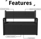 80 Gallon Outdoor Storage Bench Deck Box Waterproof Lockable,Outdoor Storage Furniture for Patio,Garden and Porch,Tools and Cushions（Black）