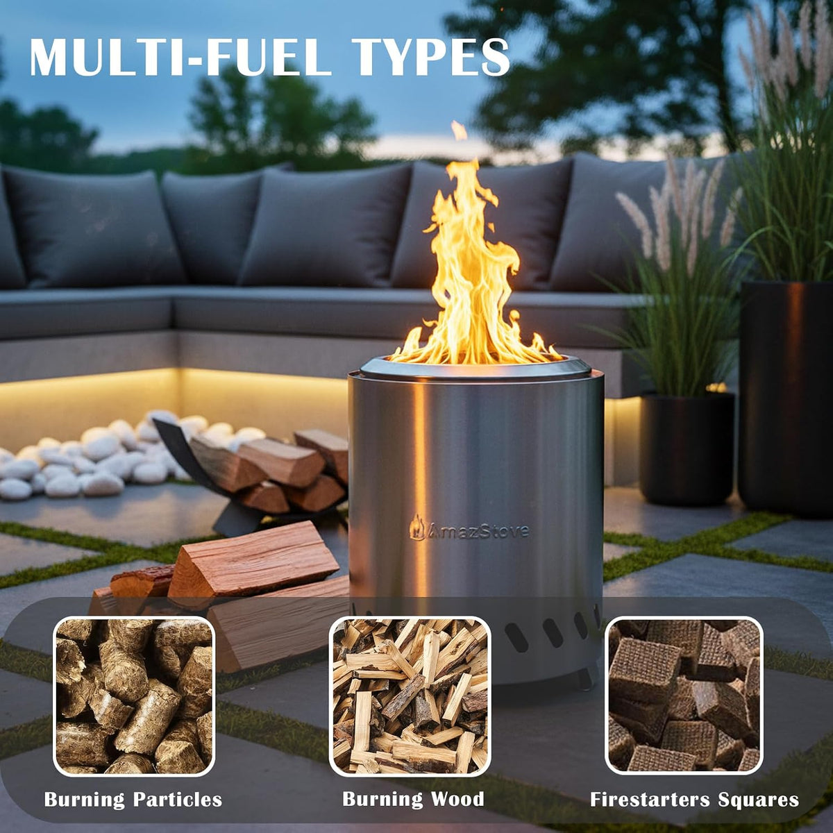 9.7 x 7.1 inch tabletop fire pit by, side view