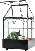 highfree glass terrarium with metal tray, glass greenhouse, main product view