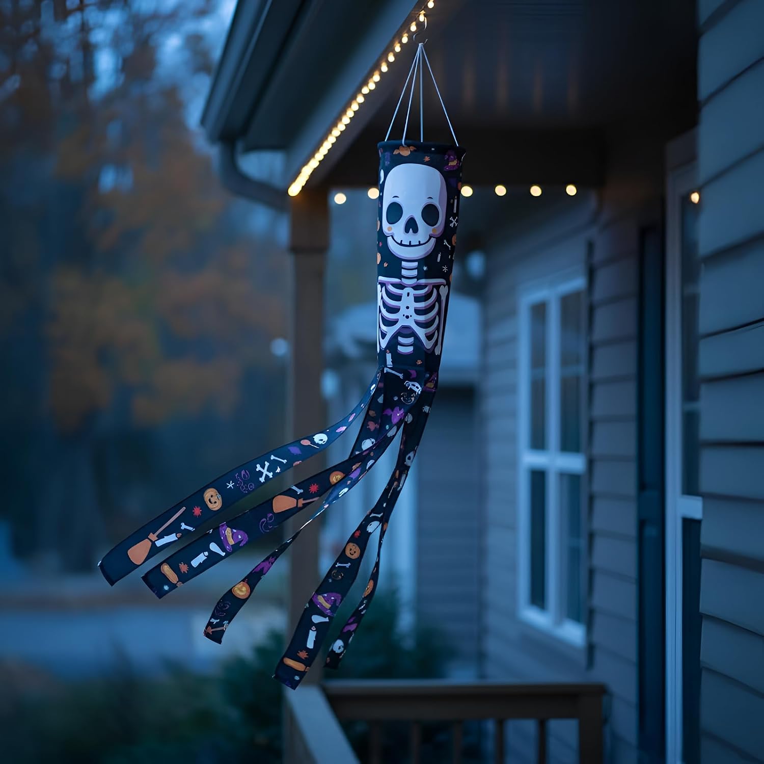 Madrona Brands Halloween Skeleton Windsock | Durable Outdoor Hanging Wind Sock Decoration | Yard, Porch, Lawn | 48 Inch