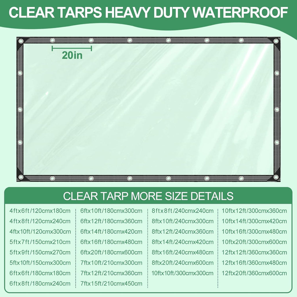 clear tarp 6x10ft heavy duty waterproof clear tarps showing dimensions