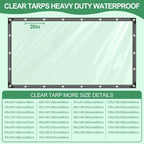 clear tarp 6x16ft heavy duty waterproof clear tarps showing dimensions