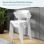 VECELO 4 Pack Plastic Stacking Chairs, Stackable Dining Chairs for Kitchen Restaurant Patio, Portable Indoor Outdoor Use, No Assembly Required, White