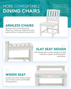 SERWALL 9-Piece Outdoor Dining Set, 60" - 83" Expandable Outdoor Dining Table and 8 HDPE Chairs, All Weather HDPE Outdoor Furniture Set for Backyard, Garden, White