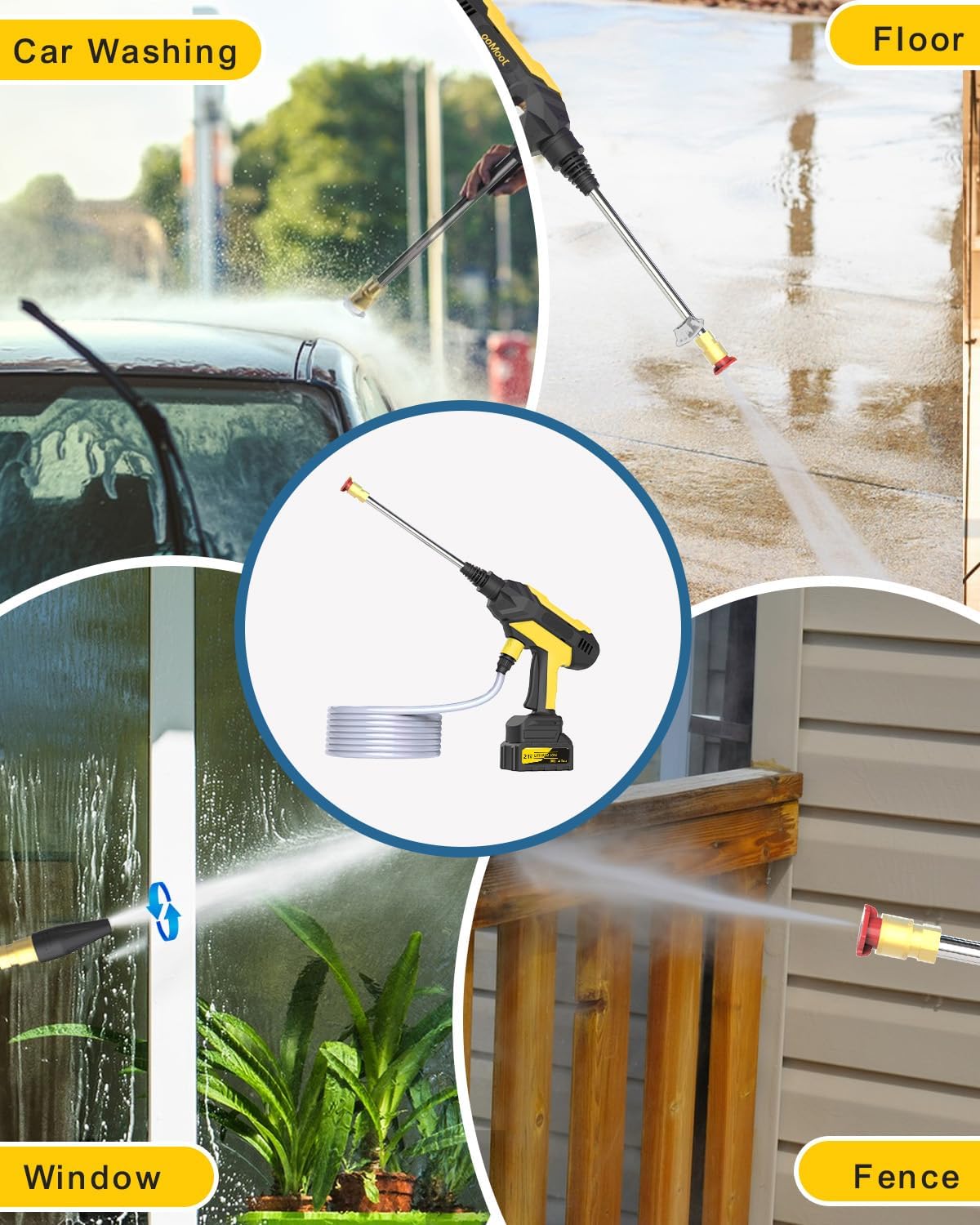 cordless pressurewasher - max 1480 psi battery powered, package contents