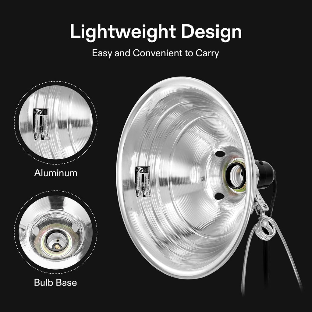 VIVOSUN 2 Pack Clamp Lamp Light with Detachable 8.5 Inch Aluminum Reflector | Up to 150 Watt, E26 Socket (No Bulb Included), 6 Feet Cord, UL Listed