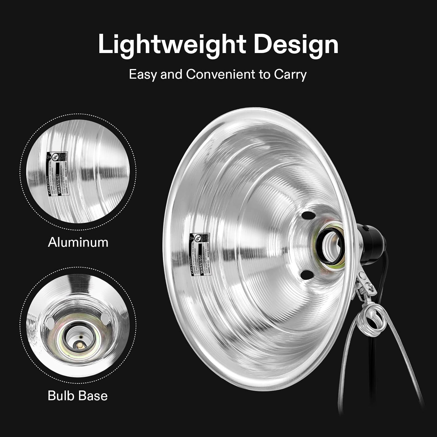 VIVOSUN 2 Pack Clamp Lamp Light with Detachable 8.5 Inch Aluminum Reflector | Up to 150 Watt, E26 Socket (No Bulb Included), 6 Feet Cord, UL Listed