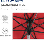 ABCCANOPY Durable Solar Led Patio Umbrellas with 32LED Lights 11FT（Red）