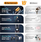 Gardenreet Brass Landscape Lighting - Black Outdoor Low Voltage Spotlights LED, 12V Wired Uplights, Waterproof Spot Lights for Outside Trees with 5W 5000K Daylight MR16 Bulb (4 Pack)
