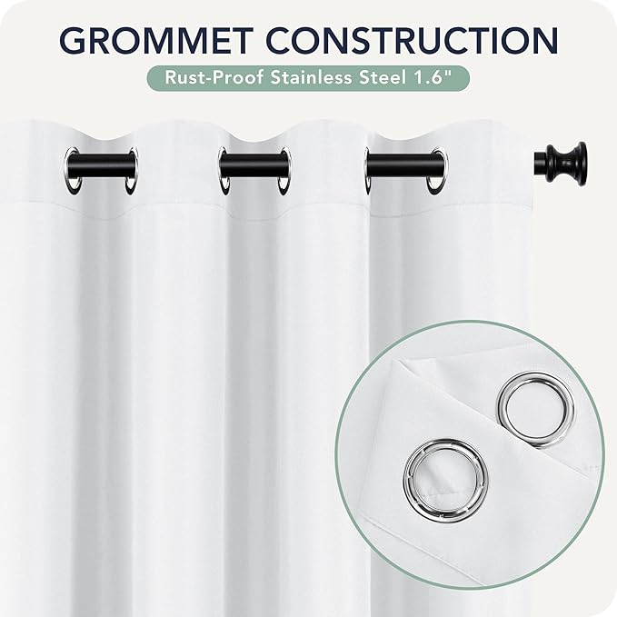 Outdoor Curtains for Patio Waterproof 6 Panels - Windproof, Privacy, Weatherproof Outside Drapes for Gazebo Pergola Porch, Grommet Top and Tab Bottom, 54x120 Inch, White