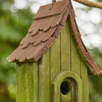 Glitzhome Birdhouses for Outdoors, Green Hand Painted Garden Wooden Bird House with Single Roof Hanging Bird House for Outside