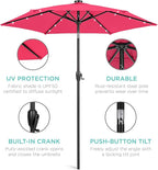 Best Choice Products 7.5ft Outdoor Solar Market Table Patio Umbrella for Deck, Pool w/Tilt, Crank, LED Lights - Hot Pink