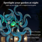 87" Wind Spinner Outdoor with Solar Light, Large Metal Wind Sculptures Spinners, Windmill for Garden Yard Patio Lawn Decor - Azure Moon (23" W x 87" H)