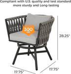 Grand patio 7-Piece Outdoor Dining Set for 6, Patio Dining Furniture Set for 6 Swivel Rope Wicker Chairs & 1 Expandable Rectangular Dining Table, Light Gray Brown