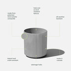 Veradek Demi Series Round Planter for Porch, Patio, Backyard | Durable Plastic-Stone Composite Material | Modern Décor for Tall Plants, Flowers