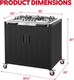 feasto modular outdoor kitchen island with 5-burner gas, close-up detail