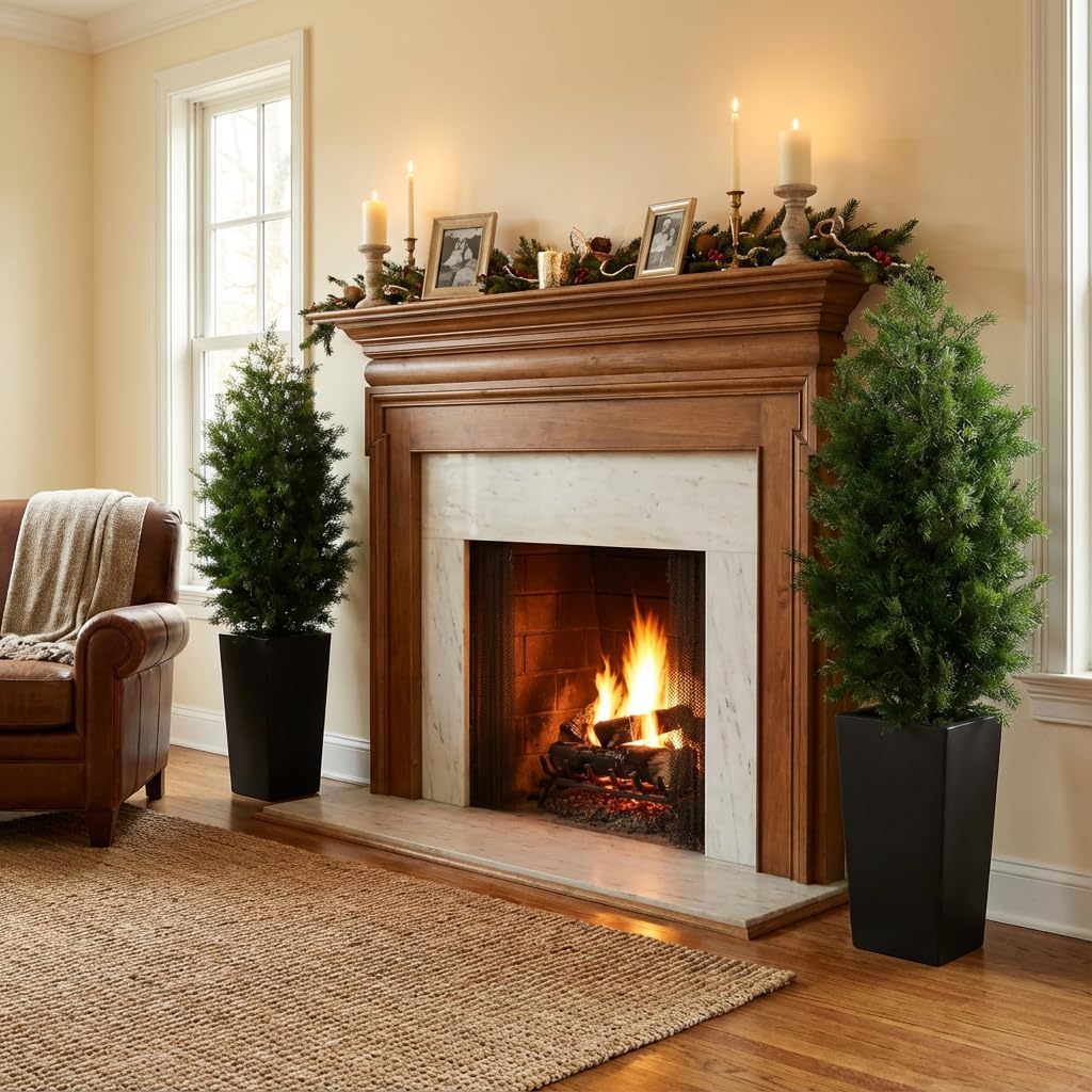 aveyas 4ft artificial cedar topiary trees, 4 feet, package contents