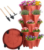 GameXcel Vertical Planter - 5 Tier Stackable Planter-Red