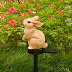 Bunny Garden Ornaments Rabbit Solar Decor Outdoor Statue Lawn Yard Decorations Outside Animal Stake Waterproof Patio Cute Brown Hare Figurines Gifts Idea