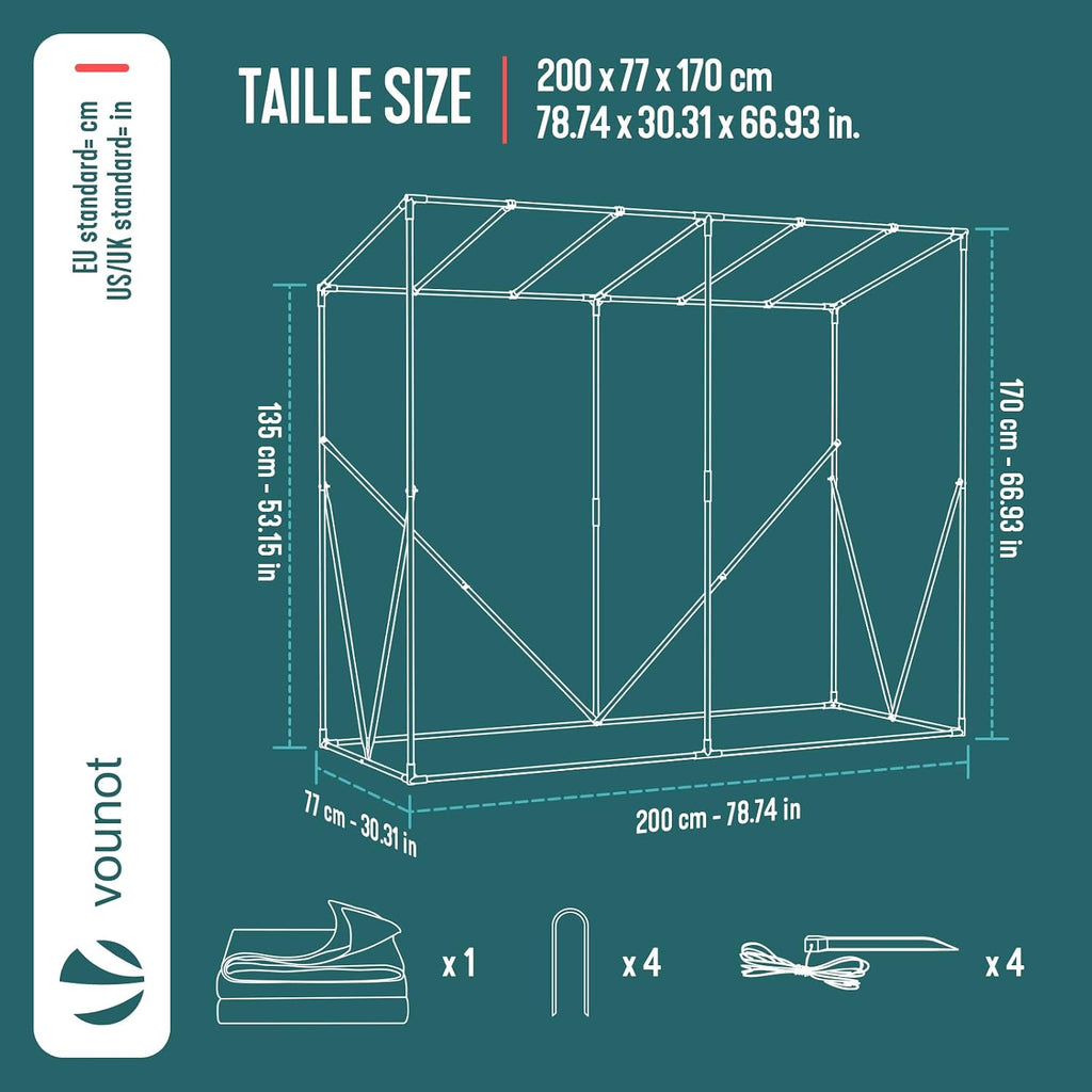 vounot® garden greenhouse tomato grow house with roll-up, close-up detail