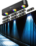 rgb sync solar fence lights outdoor 8 pack, main product view