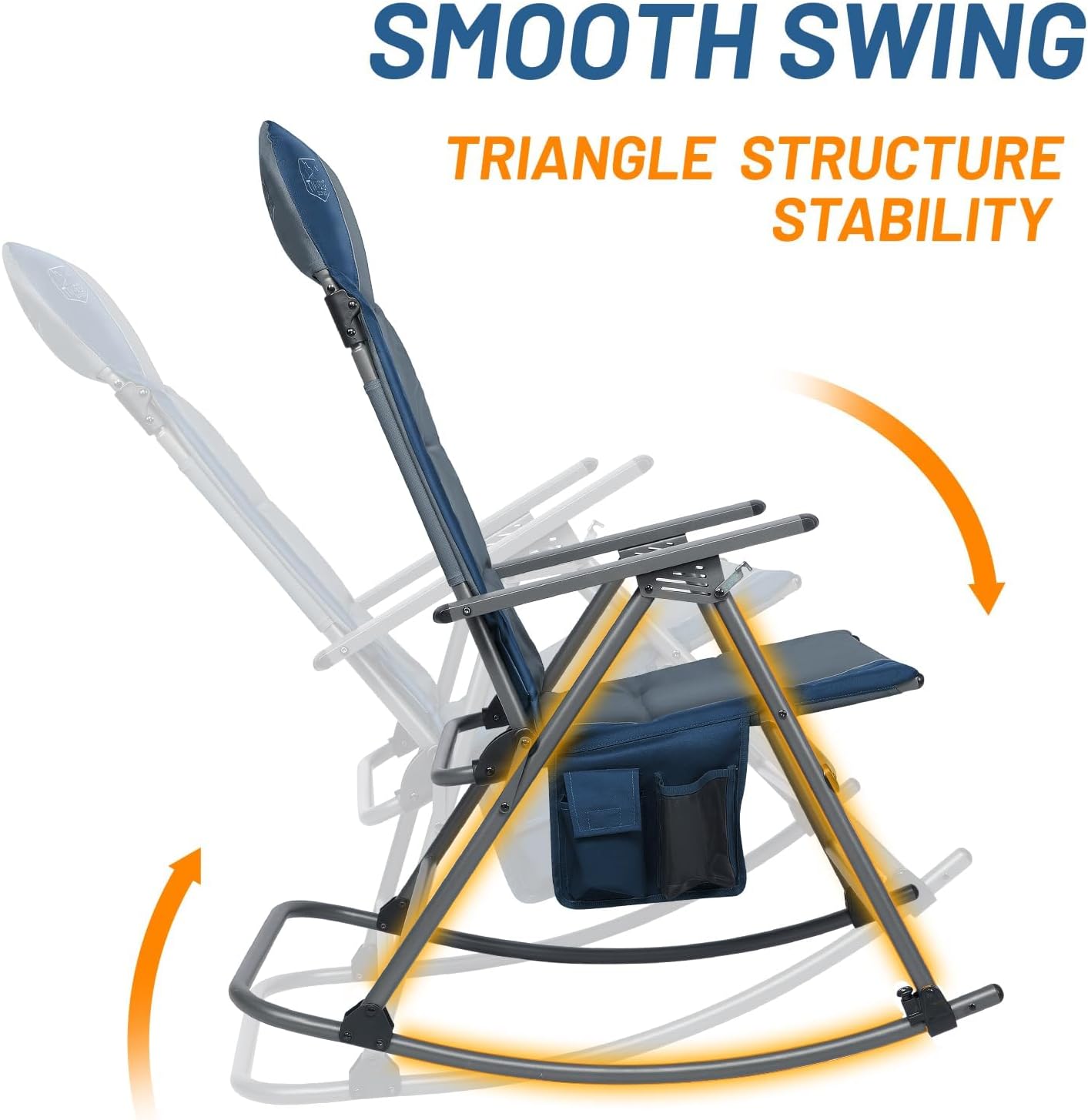 Timber Ridge Oversized Folding Rocking Camping Chair, Padded Outdoor Rocker with High Back, Portable Outdoor Chair for Patio, Garden, Lawn, Supports up to 400 lbs, Blue | Foldable Padded Outdoor Rocker with High Back, Portable Outdoor Chair for Patio