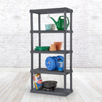 Sterilite 4-Pack 5 Shelf Unit, Heavy-Duty Shelving Storage Rack for Home and Garage, Gray - Multipurpose Plastic Organizer Shelves for Smart Organization