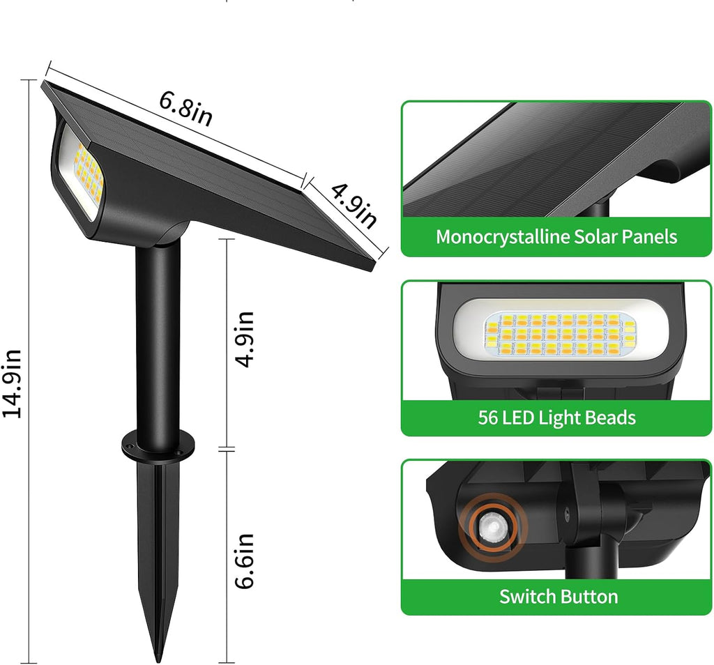Lightonight Solar Spot Lights Outdoor 4 Pack | 3 Color Temperatures, Remote Control Landscape Spotlights for Tree, Garden, Pathway, House, Yard, Driveway