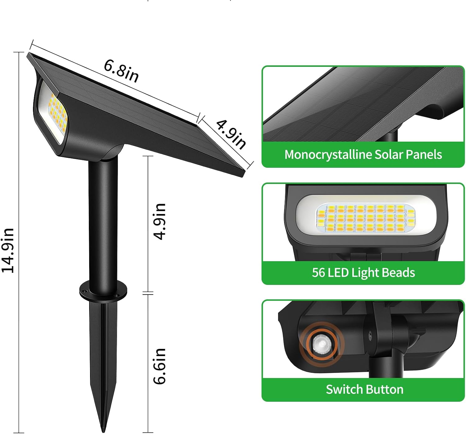 Lightonight Solar Spot Lights Outdoor 4 Pack | 3 Color Temperatures, Remote Control Landscape Spotlights for Tree, Garden, Pathway, House, Yard, Driveway