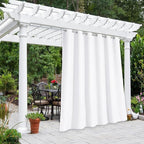 NICETOWN Outdoor Curtainch for Patio Waterproof 84 inch Wide, Thermal Insulated Rustproof Grommet UV Blocking Cabana Curtainch & Drape, Privacy Safe Shade for Gazebo, Pure White, 1 PC, 95-Inch Long